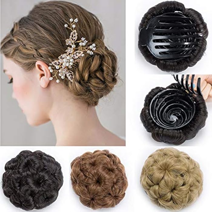 SEGO Hairpiece Bun Updo Hair Extensions Hair Scrunchie Messy Hair Extensions Hair Bun Wavy Dark Brown - Image 1